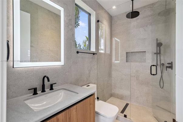 Bathroom, Glass Shower, Interior, Recessed Lighting