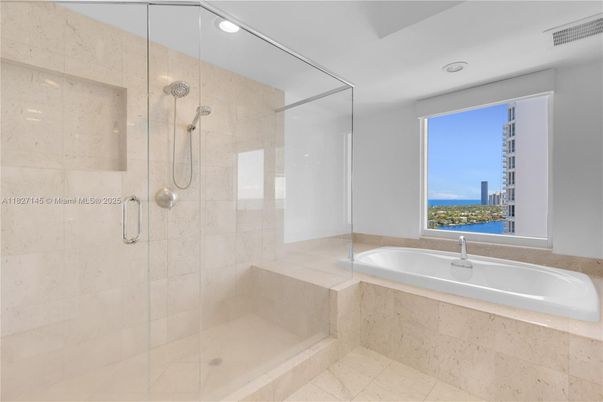 Bathroom, Glass Shower, Interior, Recessed Lighting
