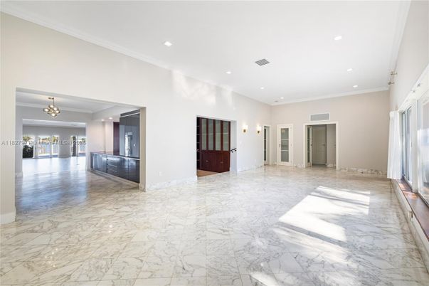 Chandelier, Empty room, Interior, Marble, Recessed Lighting