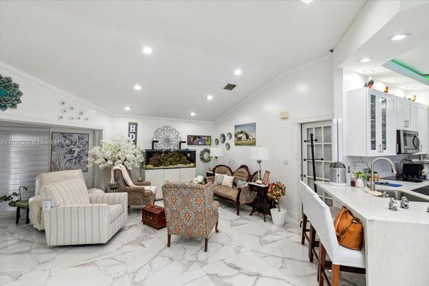 Interior, Kitchen, Living room, Marble, Recessed Lighting