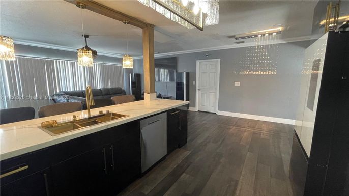 Interior, Kitchen, Pendant Lights, Wood Texture Flooring