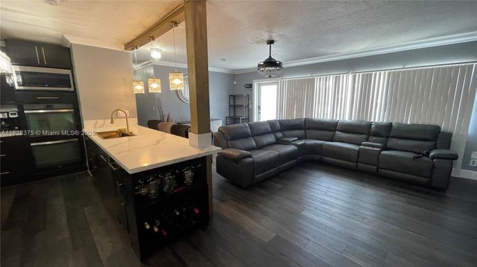 Dining room, Interior, Living room, Pendant Lights, Wood Texture Flooring