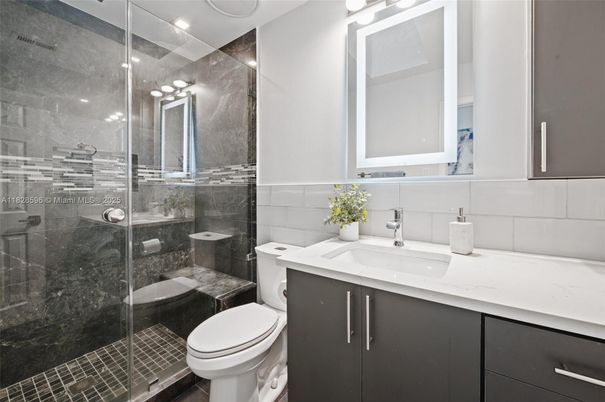 Bathroom, Glass Shower, Interior, Recessed Lighting