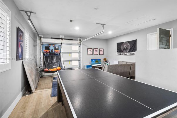 Game Room, Interior, Recessed Lighting, Wood Texture Flooring