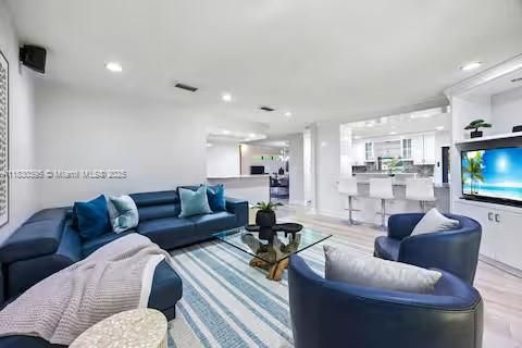 Interior, Kitchen, Living room, Pendant Lights, Recessed Lighting, Wood Texture Flooring