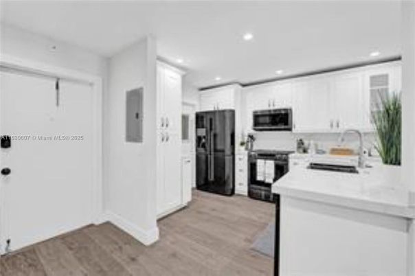 Interior, Kitchen, Recessed Lighting, Wood Texture Flooring