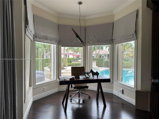 Home Office, Interior, Pendant Lights, Wood Texture Flooring