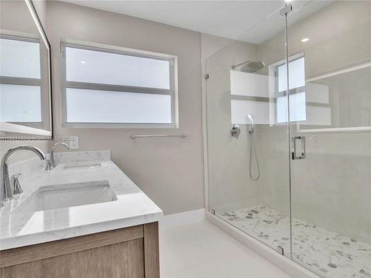 Bathroom, Glass Shower, Interior, Recessed Lighting