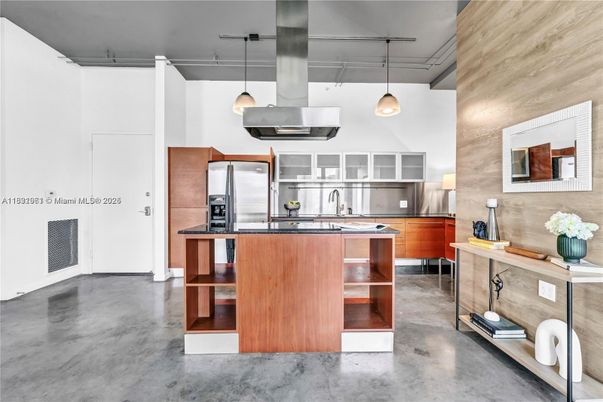 Interior, Kitchen, Living room, Pendant Lights, Stainless Steel Appliances, Wooden Walls