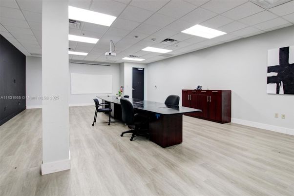 Home Office, Interior, Recessed Lighting, Wood Texture Flooring