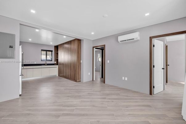 Empty room, Interior, Recessed Lighting, Wood Texture Flooring, Wooden Walls