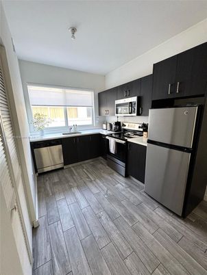 Interior, Kitchen, Stainless Steel Appliances, Wood Texture Flooring