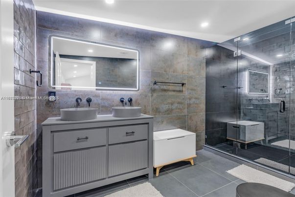 Bathroom, Dual Sink Vanities, Glass Shower, Interior, Recessed Lighting