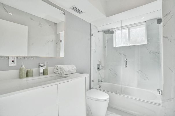 Bathroom, Glass Shower, Interior, Marble Walls, Recessed Lighting