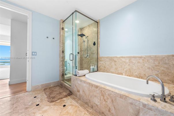 Bathroom, Glass Shower, Interior, Recessed Lighting, Wood Texture Flooring