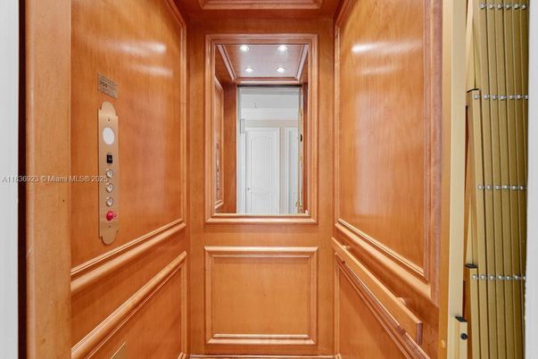 Elevator, Interior, Recessed Lighting, Wooden Ceilings, Wooden Walls