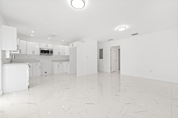 Interior, Kitchen, Marble, Recessed Lighting, Stainless Steel Appliances