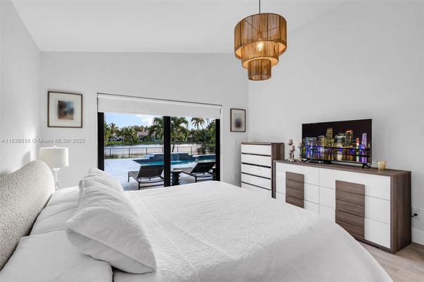 Bedroom, Chandelier, Interior, Water, Wood Texture Flooring