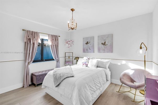 Bedroom, Chandelier, Interior, Wood Texture Flooring