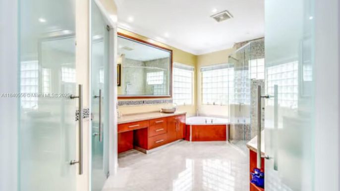 Bathroom, Glass Shower, Interior, Recessed Lighting