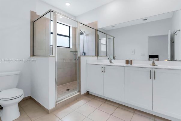 Bathroom, Dual Sink Vanities, Glass Shower, Interior, Recessed Lighting