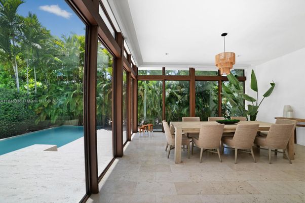 Chandelier, Dining room, Interior, Pool, Sun Room