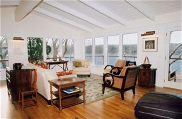 Interior, Wood Texture Flooring, Living room, Dining room, Fireplace, Water