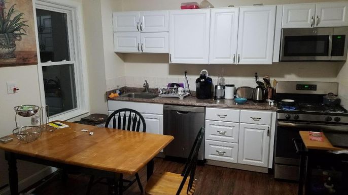 Dining room, Interior, Kitchen, Stainless Steel Appliances, Wood Texture Flooring