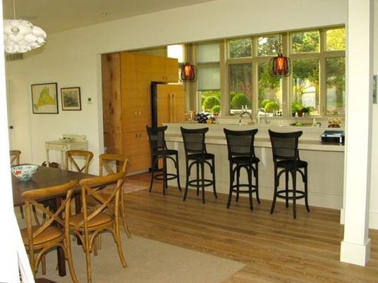 Interior, Kitchen, Wood Texture Flooring, Dining room, Pendant Lights