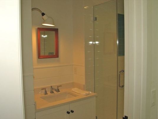Interior, Bathroom, Recessed Lighting, Glass Shower, Ceramic Tile