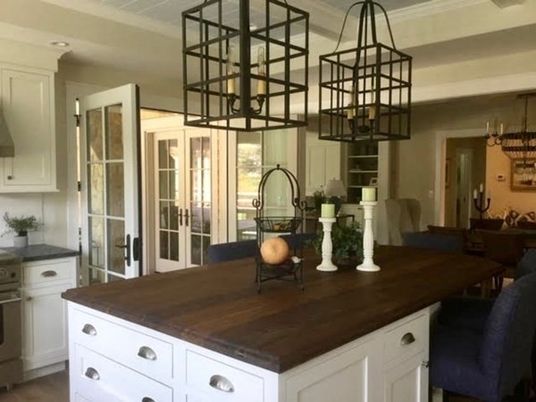 Interior, Kitchen, Wood Texture Flooring, Recessed Lighting, Dining room, Chandelier, Stainless Steel Appliances, Ceramic Tile