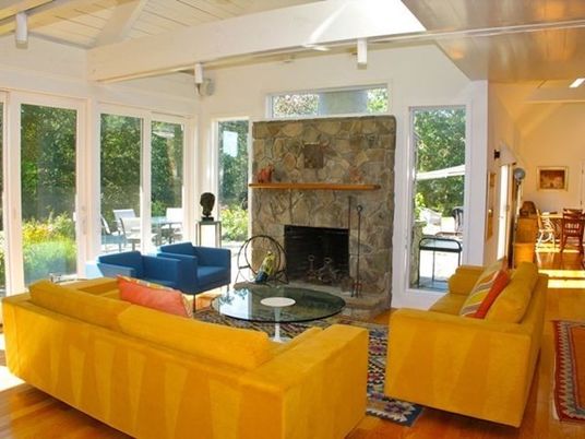 Interior, Wood Texture Flooring, Living room, Fireplace, Stone Walls
