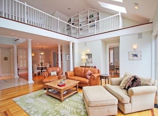 Interior, Wood Texture Flooring, Recessed Lighting, Living room, Dining room, Chandelier, Pendant Lights