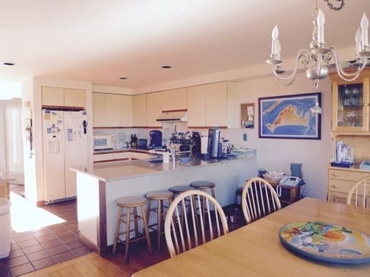 Interior, Kitchen, Wood Texture Flooring, Recessed Lighting, Dining room, Stainless Steel Appliances, Ceramic Tile, Pendant Lights