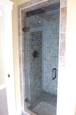 Interior, Bathroom, Glass Shower, Tile Countertops, Ceramic Tile