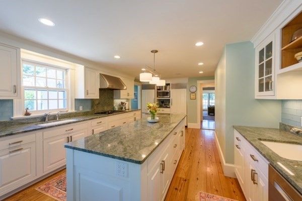 Interior, Kitchen, Wood Texture Flooring, Recessed Lighting, Stainless Steel Appliances, Pendant Lights