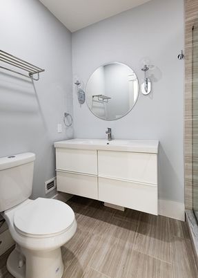 Bathroom, Dual Sink Vanities, Interior, Wood Texture Flooring
