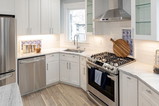 Interior, Kitchen, Stainless Steel Appliances, Wood Texture Flooring