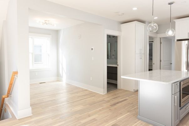 Interior, Kitchen, Pendant Lights, Recessed Lighting, Wood Texture Flooring