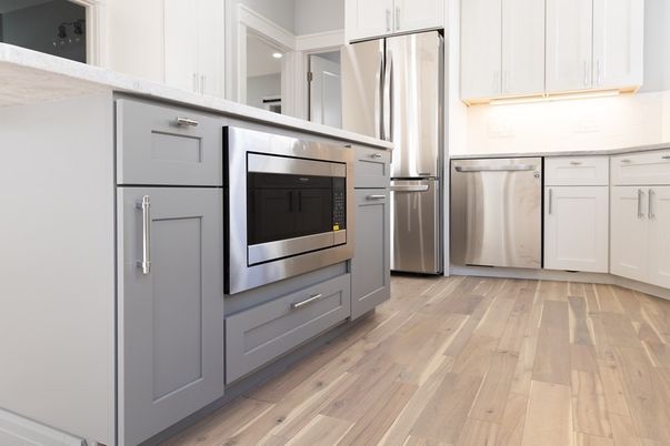 Interior, Kitchen, Stainless Steel Appliances, Wood Texture Flooring