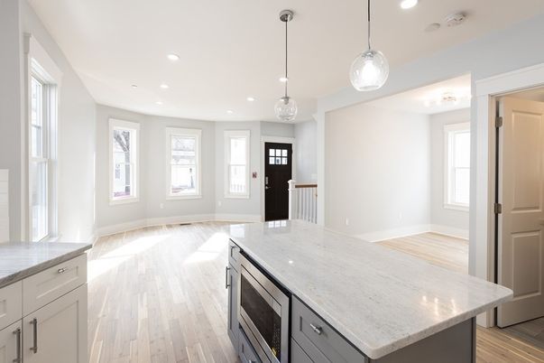 Interior, Kitchen, Pendant Lights, Recessed Lighting, Wood Texture Flooring