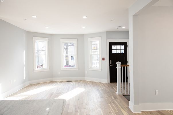 Empty room, Interior, Recessed Lighting, Wood Texture Flooring