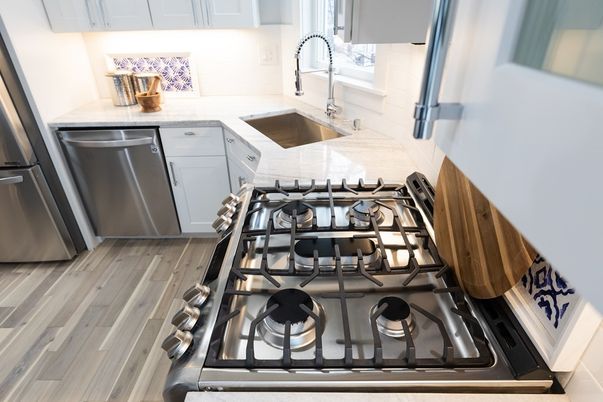 Interior, Kitchen, Stainless Steel Appliances, Wood Texture Flooring