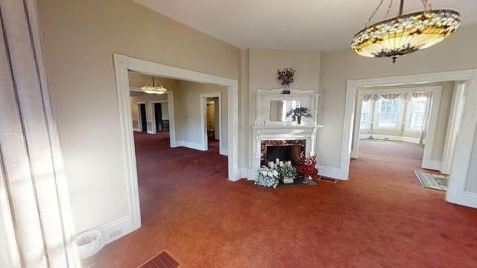 Empty room, Fireplace, Interior, Pendant Lights