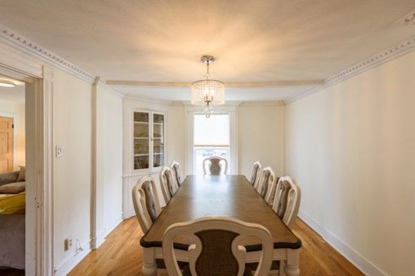 Chandelier, Dining room, Interior, Wood Texture Flooring