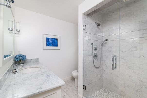 Bathroom, Glass Shower, Interior, Marble, Marble Walls