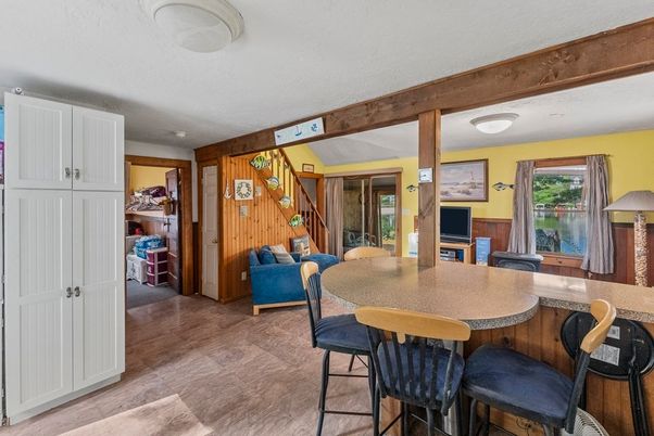 Dining room, Interior, Wood Texture Flooring, Wooden Walls