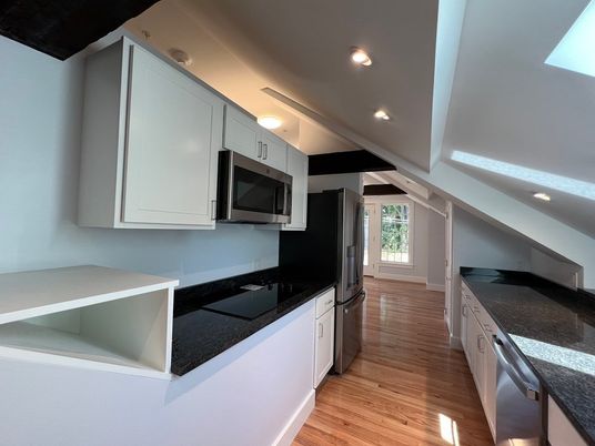 Interior, Kitchen, Recessed Lighting, Wood Texture Flooring