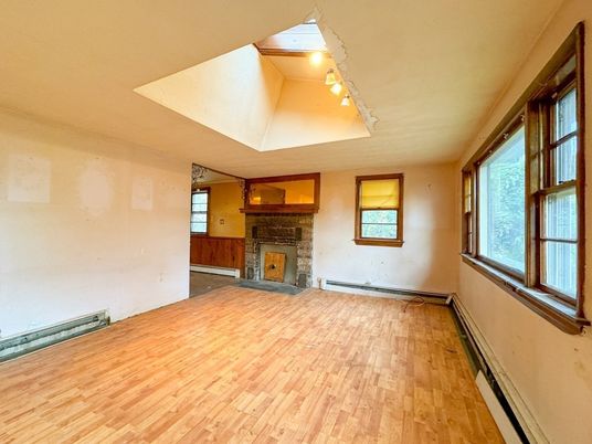 Empty room, Fireplace, Interior, Wood Texture Flooring