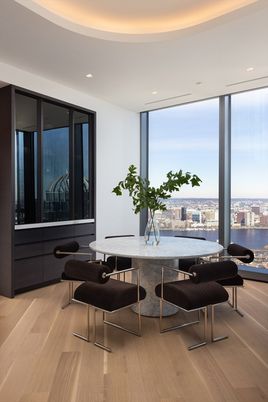 Dining room, Interior, Recessed Lighting, Water, Wood Texture Flooring